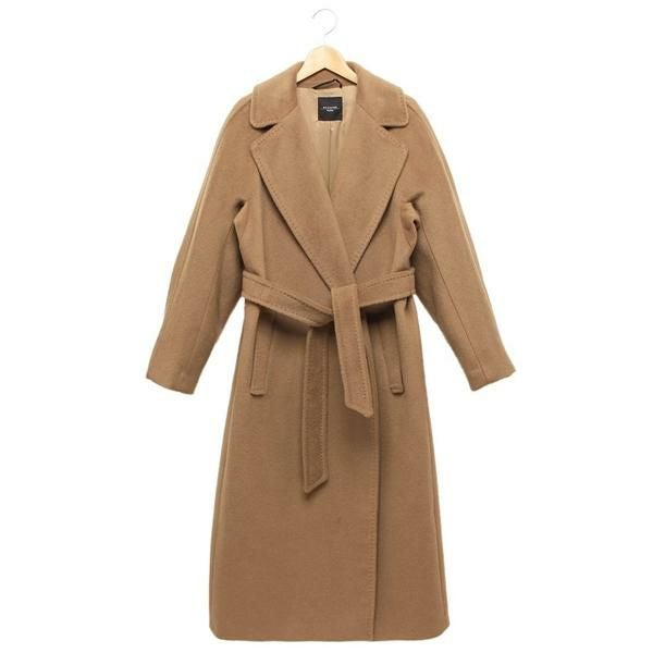 マックスマーラ コート ポルド ベルト付き グレー レディース Max Mara