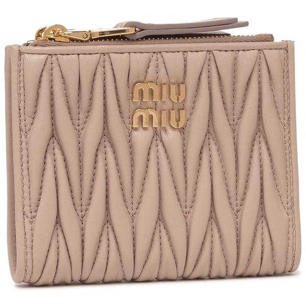 ミュウミュウ 二つ折り財布 マテラッセ ピンク ゴールド レディース