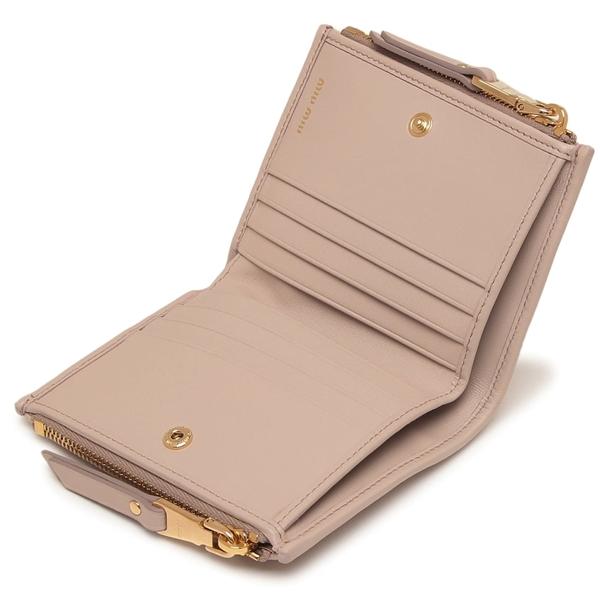 ミュウミュウ 二つ折り財布 マテラッセ ピンク ゴールド レディース