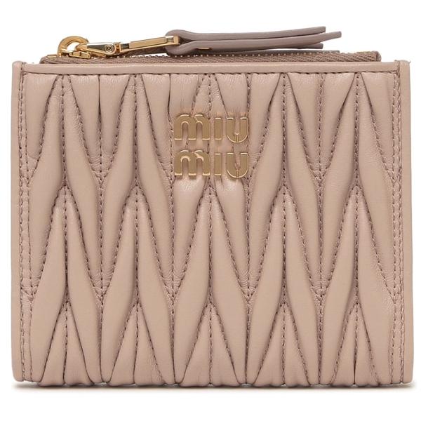 ミュウミュウ 二つ折り財布 マテラッセ ピンク ゴールド レディース