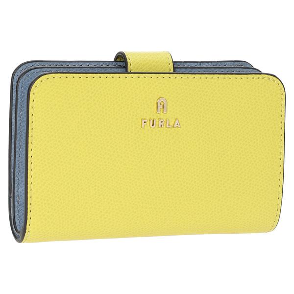フルラ 二つ折り財布 カメリア イエロー ブルー レディース FURLA