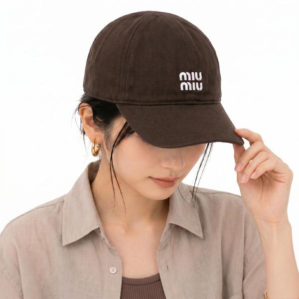MIU MIU ブラウン ベースボールキャップ ミュウミュウ キャップ カペリ デニム ベースボールキャップ ブラウン
