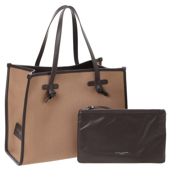 SALE‼️GIANNI CHIARINI トートバッグ ベージュ/ブラック ジャンニキアリーニ トートバッグ マルチェッラ Mサイズ ベージュ