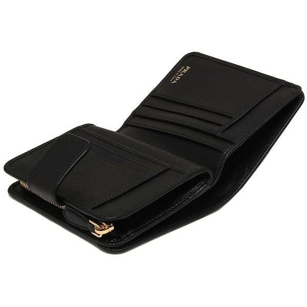 プラダ 二つ折り財布 サフィアーノ ブラック レディース PRADA 1ML018